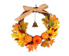 Wood.L Automne Feuille De Citrouille Guirlande De Noël Artificielle Couronne Porte Avant Décoration Action De Grâce Halloween Guirlande Décorative