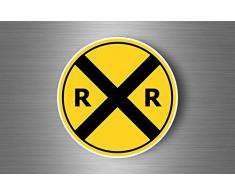 Akachafactory Autocollant Sticker Laptop Panneau Route Attention Train Locomotive Gare