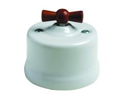 Fontini 30306622 Interrupteur en porcelaine, décoré bleu nœud en bois