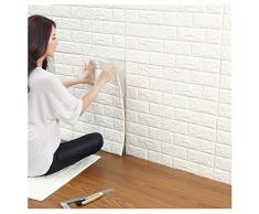 Papier Peint 3D Brique,Amovible Stickers Muraux 3D Brique,DIY Auto-Adhésif Autocollants Imperméable Papier Peint Imitation Décoration pour la Maison Bureau Grande Brique,60*60cm (10)