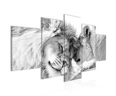 Tableau decoration murale Les lions aiment 200 x 100 cm - XXL Impression sur Toile Salon Appartment 5 Parties - prÃªt Ã accrocher - 002151c