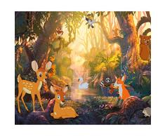 decomonkey | Papier peint intissé Enfants Foret Animaux 300x210 cm Trompe l oeil | Déco Mural Tableaux Muraux Photo Disney Motif Cygnes Cerf Fable