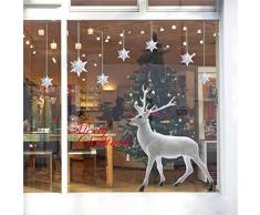 UMIPUBO NoëL Autocollants Fenetre NoëL Stickers Décoration DIY Fenêtres Stickers Blanc Wapiti Autocollant Amovibles Statique Autocollants DéCalcomanie (NoëL)