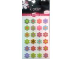 Maildor CY021O - Un sachet de gommettes 3D Cooky 1 planche 7,5x12cm, Fleurs (24 stickers)