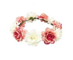 Fletion Bohemia Couronne de plage Roses Fleurs Couronne de mariée couronne de demoiselle d'honneur Courroie de simulation de fleurs artificielles faites à la main pour décoration de fête