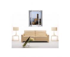 Stickers trompe l'oeil fenêtre Phare de Ploumanach - L 100cm x H 120cm