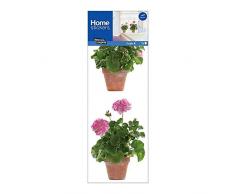 Draeger - Stickers Fenêtres - Adhésifs Déco pour égayer Vos fenêtres - Stickers Fleur en Papier couché satiné épais 180 g - 1 Planche 24 x 67 de 2 décorations géranium