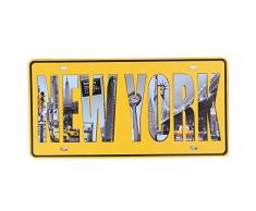 Shinewe New York Vintage Vieux Maison de plaque dimmatriculation Décoration murale Garage Art mural Poster 15 x 30 cm