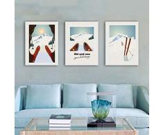 SHINERING Sports d'hiver Ski Art Impression Affiche Toile Peinture, Voyage Vintage Affiche Neige Montagne Paysage Décor À La Maison No Frame