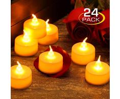 Zerproc Bougies à LED 24pcs Sans Flamme Decoration pour Table Soirée Aniversaire Mariage (blanc chaud)