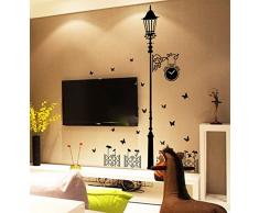 ufengke Moderne et Minimaliste Lampadaire Papillon Volant Clôture Stickers Muraux, Salle de Séjour Chambre À Coucher Autocollants Amovibles