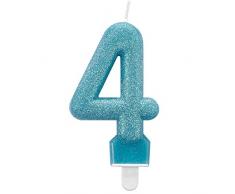 amscan Bougie danniversaire Numéro 4 Paillettes 9900765 7,6 cm