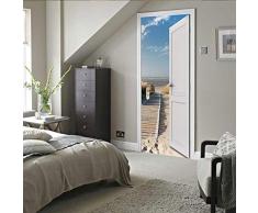 BXZGDJY Autocollants De Porte 3D Seaview 90X200Cm Stickers Porte Poster Couloir 3D Papier Peint Porte Trompe LOeil Pour Salon Chambre Décoration De La Maison Stickers Muraux Imperméable Stickers Amo