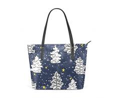 Wheatleya Sac a Main Sac fourre-tout en cuir pour femme Sac à main dépaule souple en sapin enneigé