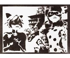 Poster Ladybug et Chat Noir Affiche Miraculous Handmade Graffiti Street Art - Artwork
