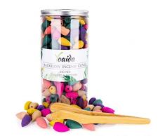 Wabehind Yoaida Lot de 240 cônes dencens avec pince à épiler en bambou pour brûleur dencens (240 pièces)