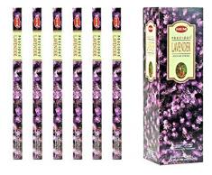 Inde Ourlet 6 paquets de 8 bâtonnets d'encens Lavande précieux, Wicca Pagan 8 GM Boîte carrée