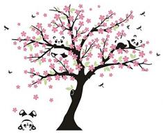 AIYANG Cerisier mur Décalcomanie Panda mur Autocollants Stickers Muraux Pour la Chambre du bébé Chambres denfants (rose)