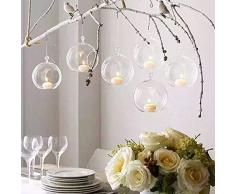 Warmiehomy 6 X Hanging Clear Vase en Verre DIY Bauble Bougeoir Boule en Verre Décoration À La Maison Décoration en Bougeoir Cristal Fête Bougeoir Jardin Intérieur Extérieur(6 Pcs)