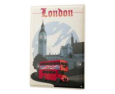 LEotiE SINCE 2004 Plaque en Métal Métallique Poster Mural tin Sign Nostalgie du Voyage Ville Londres Bus à impériale Big Ben