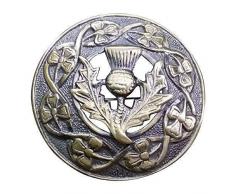 TC Celtique Kilt Mouche Plaid Broche Finition Antique 3 (7.62cm)/Écossais Pins & Broches Divers Style - Antique, Chardon Cimier