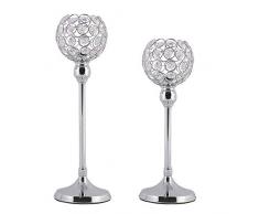 GoMaihe Bougeoir en Cristal 2 Pcs, 32 / 37cm Chandelier Argenté Candélabres Différentes Tailles Photophores Decoration Table pour Saint Valentin De Noël Mariage Cérémonie Anniversaire