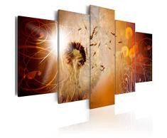murando Impression sur toile intissee 100x50 cm 5 pieces tableau tableaux decoration murale photo image artistique photographie graphique abstraction abstrait fleurs pissenlit orange b-A-0302-b-m