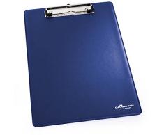 Durable 235007 Plaque Porte - Bloc avec Pinc - pour Bloc Format A4 - avec Pochette de Tenue de Bloc Coloris Bleu Foncé