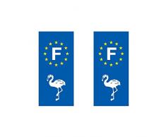 2 sticker plaque immatriculation Flamant adhésif autocollant Auto