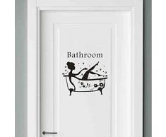 Bearbelly - Autocollant Mural, Stickers Muraux pour Toilette/salle de bain/Baignoire Porte Autocollant Stickers Muraux, Créatif Imperméable Amovible Décorations Intérieure Stickers