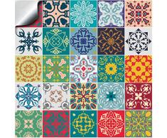 24x multicolore mosaïque Autocollants adhésifs 15x15cm du film 2D pour les tuiles couvrent la couche mince pour des tuiles de salle de bains ou de cuisine