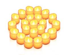 【New】ORIA Bougies à LED, 24 LED Bougie à thé Électrique Sans Flamme, Lumières de Fête Batterie Alimenté (Inclure), Non Fumée ou Cire, pour Décoration,Festivals, Party, Restaurant, etc-Blanc Chaud