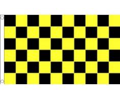 DRAPEAU DAMIER NOIR ET JAUNE 150x90cm - DRAPEAU À DAMIERS 90 x 150 cm - DRAPEAUX - AZ FLAG