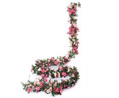 Meiliy Lot de 5 guirlandes de roses artificielles avec feuillage de lierre 12,5 m
