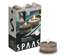 Bougies chauffe-plat Spaas, Cire de paraffine, tasse en plastique., gris chaud, Relax & relieve