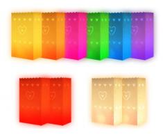 Lot de 10 sac à bougies multicolor coloré fête effet luminaire décoration soirée en plein air mariage romantique photophore en papier non inflammable farilitos lanterne intérieure exterieure wedding:Petit Coeur_4