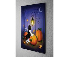 Plaque Émaillée Décoration De Chat Citrouille d'Halloween lanterne nuit croissant de lune Publicité Signes En Métal 20X30 cm