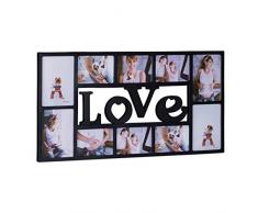 Relaxdays Cadre photos pêle-mêle 10 photos Galerie mur cadre mural LOVE plastique HxlxP: 36,5 x 72 x 2 cm, noir