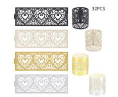 CHALA 32 PCS Porte-Bougie en Papier Abat-jour de Bougie à LED photophores LED en Papier pour Petites bougies électriques,Bougie Chauffe-Plat Ivoire Décoration mariage les tables des enfants