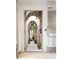 FLFK Voie arquée des Jardins Autocollant Porte Affiche 3D pour Chambre Auto-adhésif Amovible Murale Décoration 77X200cm