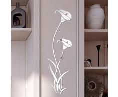 Dinglong 3D Diy Fleur Forme Acrylique Stickers Muraux Moderne Stickers DéCoration MosaïQue Miroir Effet Salon Maison RéFrigéRateur DéCor Papier Peint Autocollant Affiche (argent)