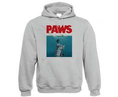 Paws Drôle Chaton Capuche | Film Poster Parodie Chief Brody Hooper Quint Plage Scheider Dreyfuss | Natation Hunt Sci-Fi Rétro 70s Spielberg Cat Lover Fan | TV & Inspiré Cadeau Lui Anniversaire