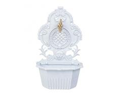 Fontaine Murale de Jardin avec Vasque - Style Antique - Aluminium - Motif Lion - Blanc