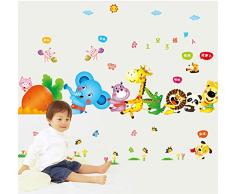 ufengke® Cartoon Animaux Sortent Radis Stickers Muraux, Chambre d'Enfant Pépinière Décalcomanies Murales Autocollants Amovibles
