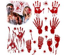 VZATT Halloween Sanglante Mains Autocollants Fenêtre Halloween Décoration de fête pour Maisons hantées Salle De Bains Mur Zombie Sorcière Diable Party (Rouge)