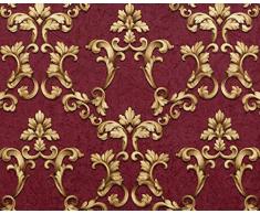 Papier peint baroque EDEM 9085-25 papier peint gaufré à chaud avec dos intissé gaufré avec des ornements floraux 3D satiné rouge violet-bordeaux or 10,65 m