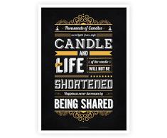 Lab NO 4 Thousands of Candles Can Be Lighted from a Single Candle. Buddhas Inspirational and Motivational Quotes Poster in A3 (16.5 X 11.7)