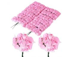 BUONDAC 144pcs 2,5cm Rose Artificielle en Mousse Tete Faux Fleur Artificielle Plante Decoration pour Maison Bouquet Mariage Fête