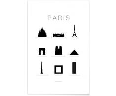 Juniqe® Affiche 20x30cm Noir & Blanc Paris - Design Paris (Format : Portrait) - Poster, Tirages dart & Tableaux par des Artistes indépendants - Tirages dart et Images de Paris - créé par SCHUMFF