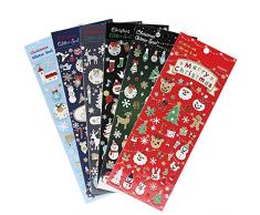 Naler 6 Feuilles Noël Autocollants Fenetre NoëL Décoration Stickers Brillant DIY Enfant Amusant